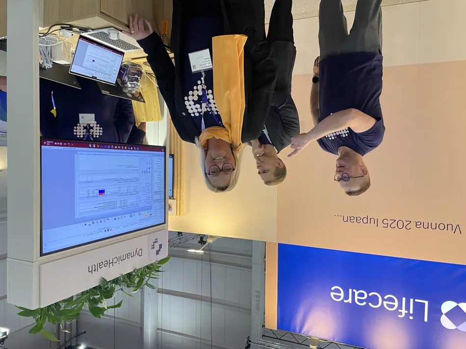 DynamicHealthin tiimi tammikuun Lääkäripäivillä: Marko Pyy (vas.), Antti Vesala ja Anna Forsblom.